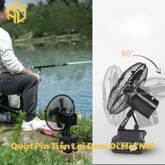 Quạt Tích Điện Loại cải tiến xoay được và có 2 cấp độ gió Dùng Liên Tục 10H