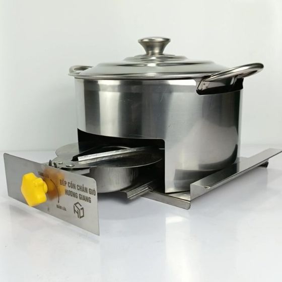 Nồi lẩu hấp kèm bếp cồn inox loại dày chuyên dùng cho quán lẩu dê lẩu bò co tặng kèm vá lẩu
