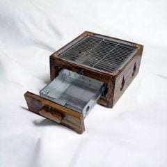 Bếp nướng than tại bàn size nhỏ dành cho 1-2 người nướng - Mẫu thiết kế bọc gỗ sang trọng cho quán
