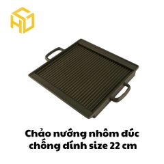 Chảo gang đúc chống dính hình vuông hai mảnh ghép size 22 cm phong cách nướng Hàn Quốc, Nhật Bản
