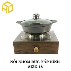 Nồi mì cay, nồi kho cá chất liệu nhôm đúc nguyên khối nắp kính núm inox, giữ nhiệt tốt size 16 &18cm