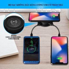 (PKNT-020) Sạc Không Dây Kèm 2 Cồng Sạc USB có nút nhấn nhả