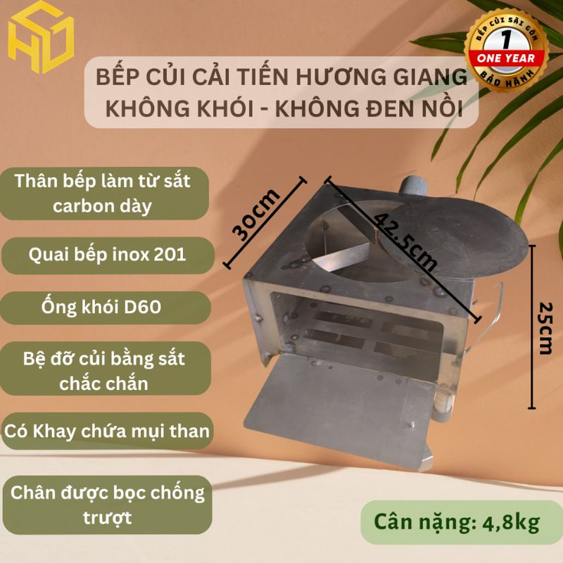 Bếp củi Sài Gòn cắm trại 3 chức năng nấu - nướng  -lẩu – loại vuông 30cm , đường chéo bếp 42.5cm