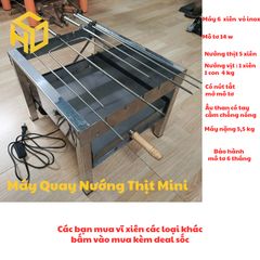 Máy nướng thịt vỏ inox 6 xiên motor 14W, quay gà vịt nguyên con 2-3kg, máy nướng thịt cho gia đình