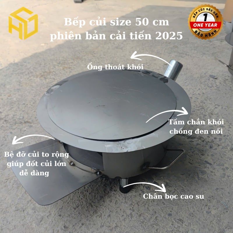 Bếp củi Sài Gòn nấu bánh chưng tiện lợi, tiết kiệm củi – tròn đường kính 50cm có ống khói
