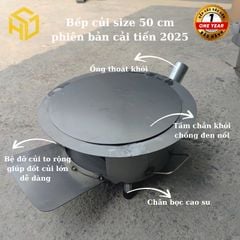 Bếp củi Sài Gòn nấu bánh chưng tiện lợi, tiết kiệm củi – tròn đường kính 50cm có ống khói