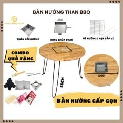 Bàn nướng gấp gọn tiện lợi - Bàn nướng than BBQ ngoài trời, dã ngoại, tiệc tại nhà, quán vỉa hè