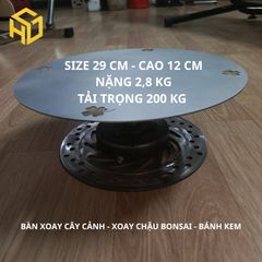 Bàn xoay bonsai size 29 cm chịu áp lực cao 200 kg, bề mặt rộng thiết kế hoa văn, xoay mượt mà
