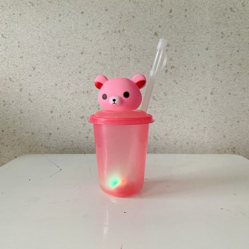 Ly Nhựa Phát Sáng 3 Chế Độ Kèm Ống Hút và Nhân Vật Hoạt Hình Dễ Thương | Ly Nhựa Cao Cấp