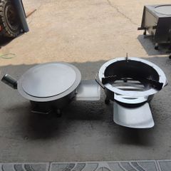 Bếp củi cải tiến Hương Giang siêu bền tròn 40cm chống đen nồi,có ống khói thoát, bệ đỡ củi,hứng tro