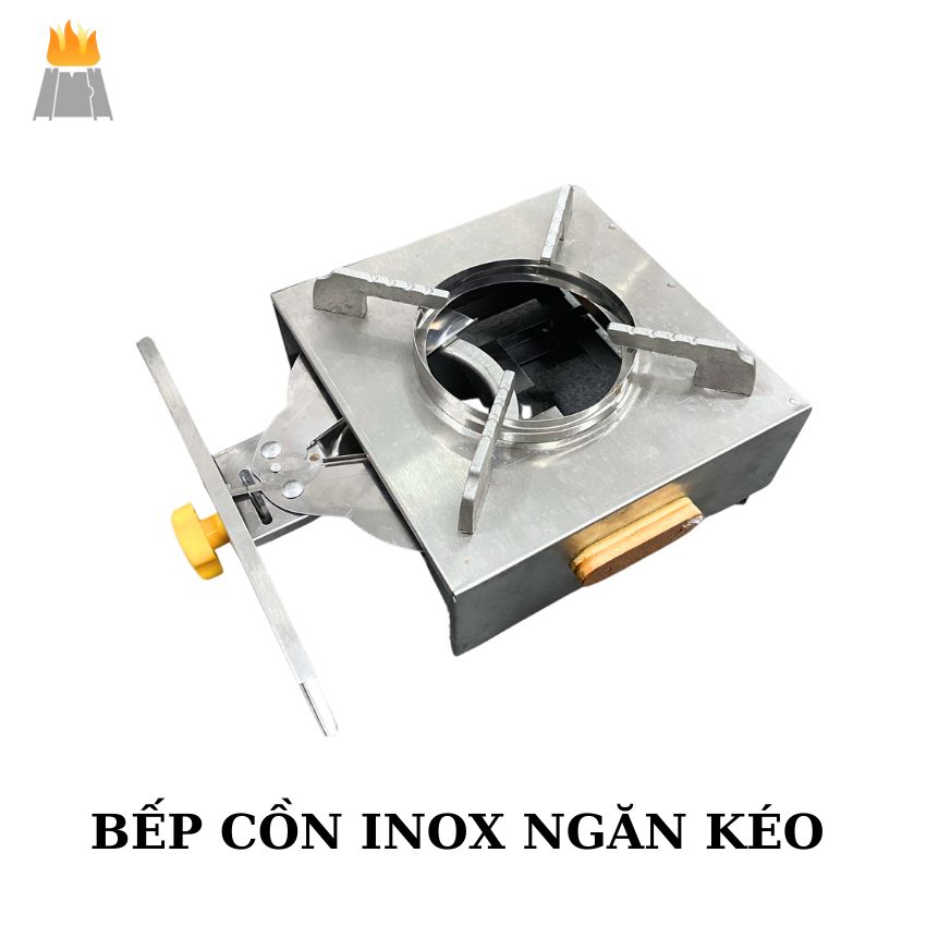 Bếp cồn inox cao cấp dành cho nhà hàng nấu lẩu có ngăn kéo gồm 2 loại,loại bọc gỗ thông và loại inox