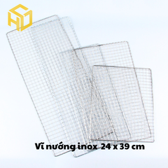 Vỉ nướng BBQ thép không gỉ đan ô vuông 24 x39 cm