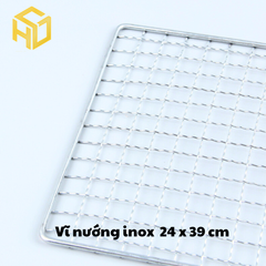 Vỉ nướng BBQ thép không gỉ đan ô vuông 24 x39 cm