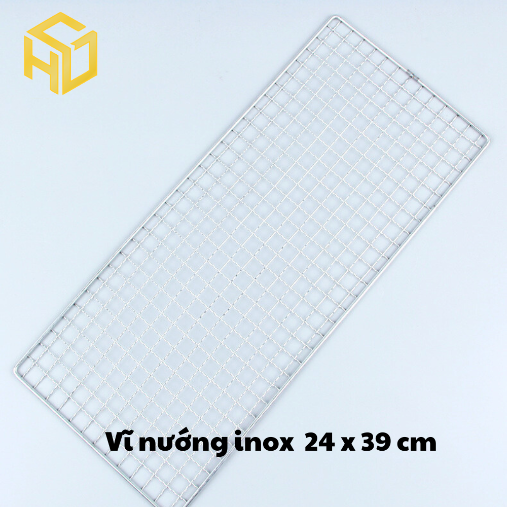 Vỉ nướng BBQ thép không gỉ đan ô vuông 24 x39 cm