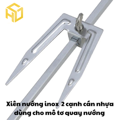 Cây xiên quay nướng gà vịt cho máy quay tự động | xiên nướng gà vịt inox 2 cạnh