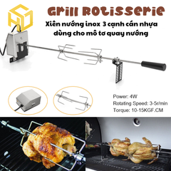 Bộ quay nướng tự động gà vịt | Quay nướng BBQ ngoài trời sử dụng Pin hoặc sạc điện thoại 5v siêu tiện lợi | Quay nướng