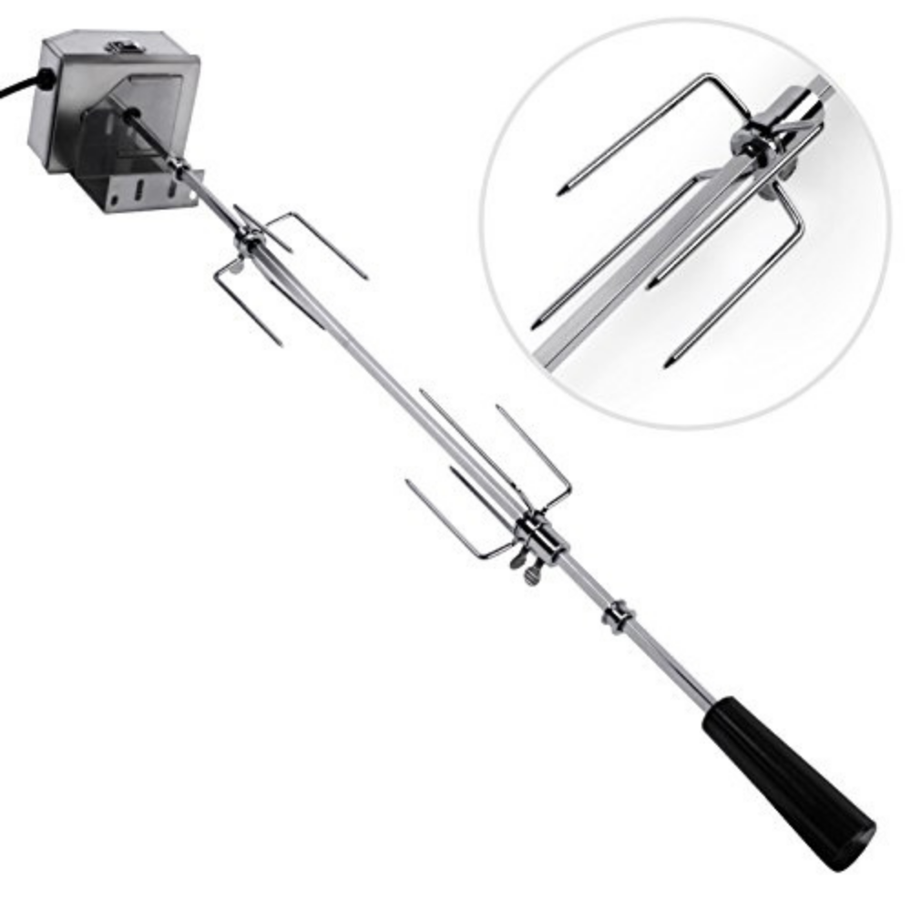 Cây xiên quay nướng gà vịt cho máy quay tự động | xiên nướng gà vịt inox 4 cạnh