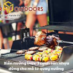 Cây xiên quay nướng gà vịt cho máy quay tự động | xiên nướng gà vịt inox 4 cạnh