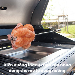 Cây xiên quay nướng gà vịt cho máy quay tự động | xiên nướng gà vịt inox 4 cạnh