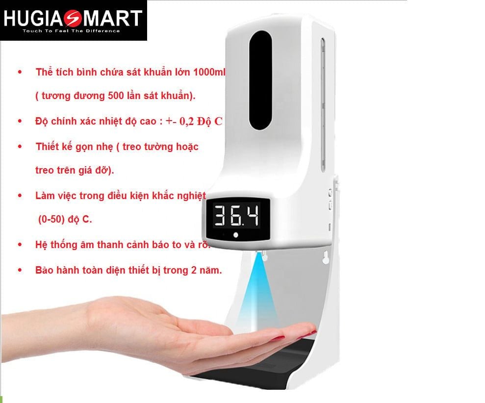 Máy sát khuẩn tự động ,máy đo thân nhiệt 2 trong 1 độ chính xác cao