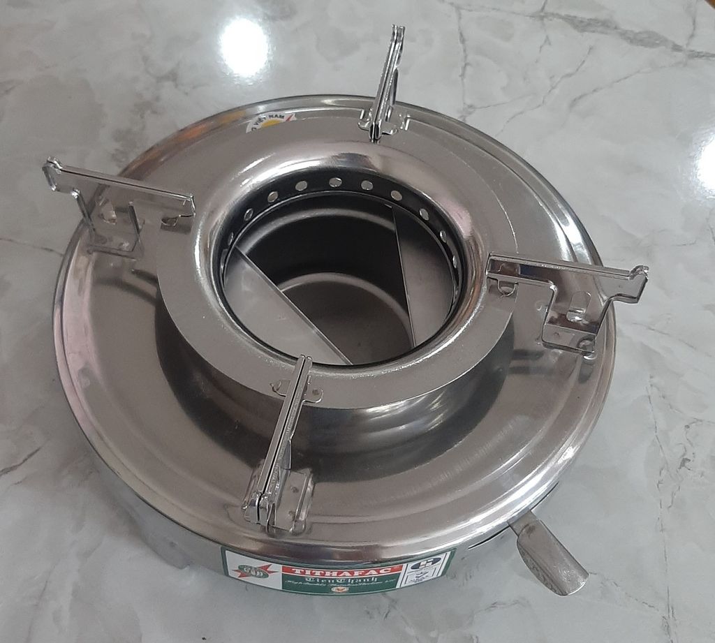 (BCTTF-1) Bếp Cồn Inox Tròn Loại 1 Cao Cấp Có Chắn Gió