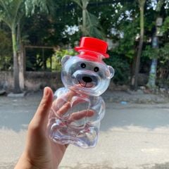 Chai Nhựa PET Hình Gấu Đỏ Padmington 450ml | Chai Lọ PET Dễ Thương An Toàn Cho Bé