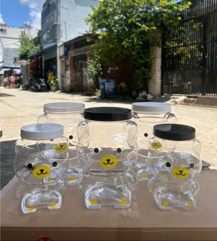 Hủ Nhựa 1 Lít Hình Gấu | Hũ Nhựa 1000ml Hình Gấu