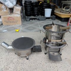 Bếp củi cải tiến HươngGiang siêu bền tròn 30cm nấu -nướng- lẩu có bệ đỡ củi, ống khói, chống đen nồi