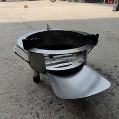 Bếp củi cải tiến HươngGiang siêu bền tròn 30cm nấu -nướng- lẩu có bệ đỡ củi, ống khói, chống đen nồi