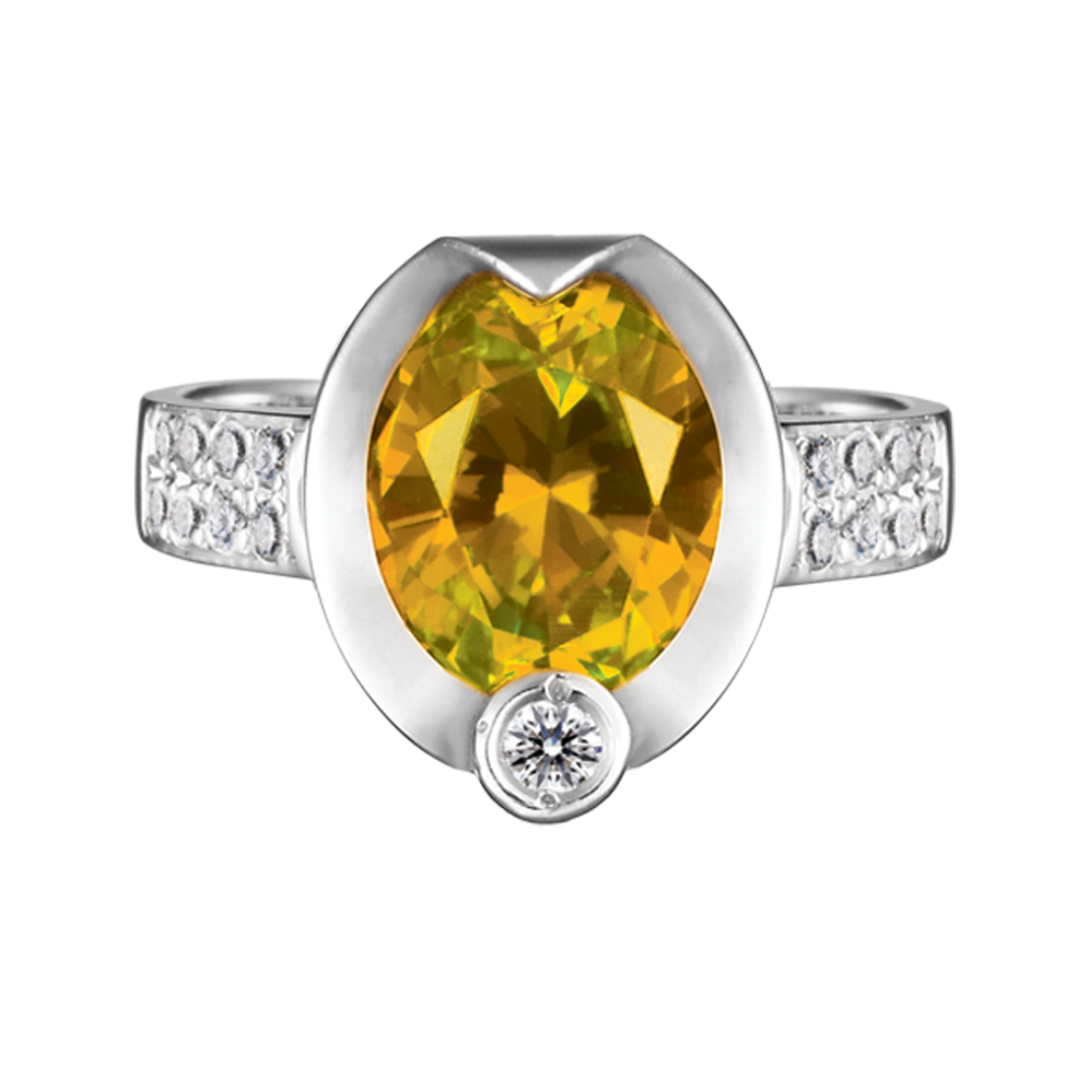 Nhẫn nữ đính đá màu Citrine vàng 14K Lusita S.Cit