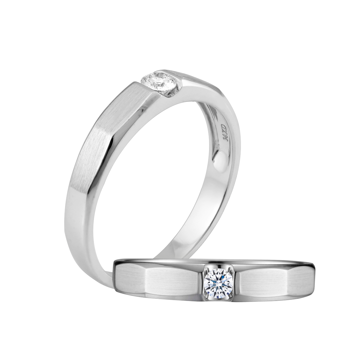 Nhẫn cưới nam kim cương vàng 14K Malia 10p M