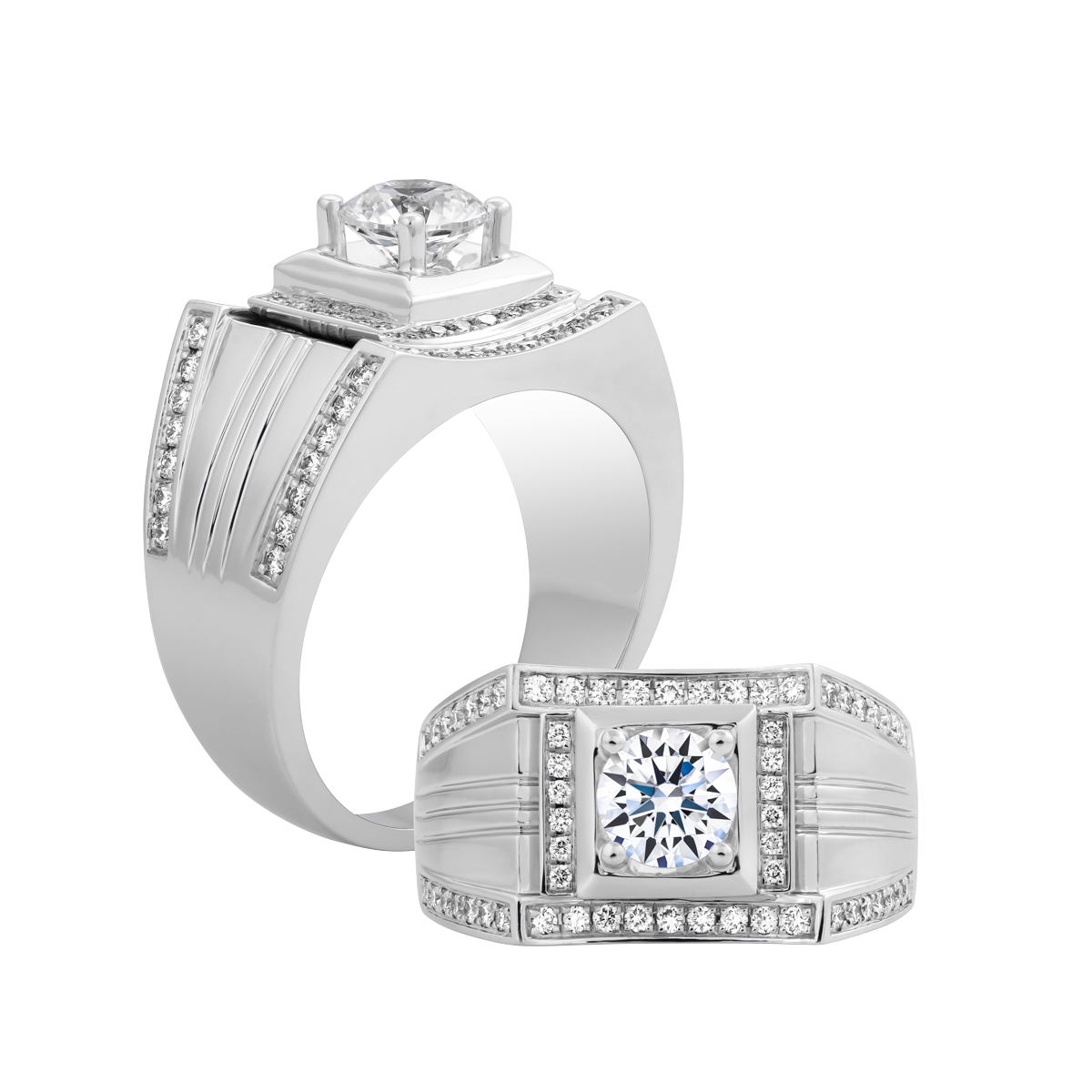 Ổ nhẫn nam kim cương tấm vàng 14K RX450 5C W