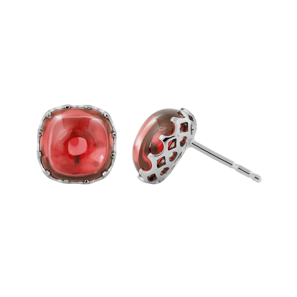 Hoa tai đính đá màu Garnet vàng 14K Candie S.Gar