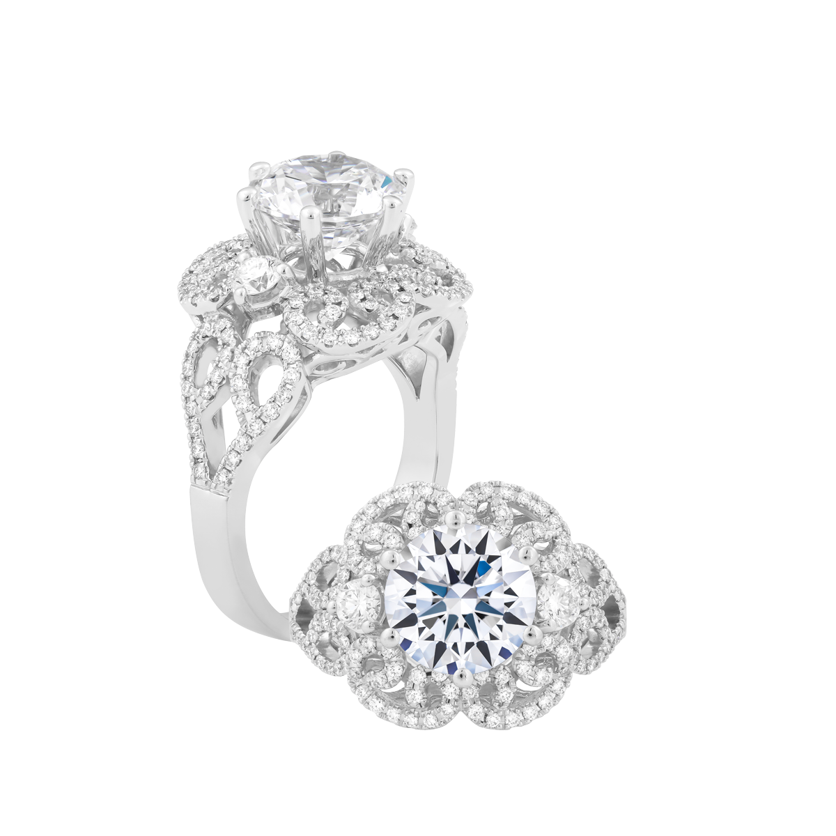 Nhẫn nữ kim cương tấm vàng 14K Bertina 3CT