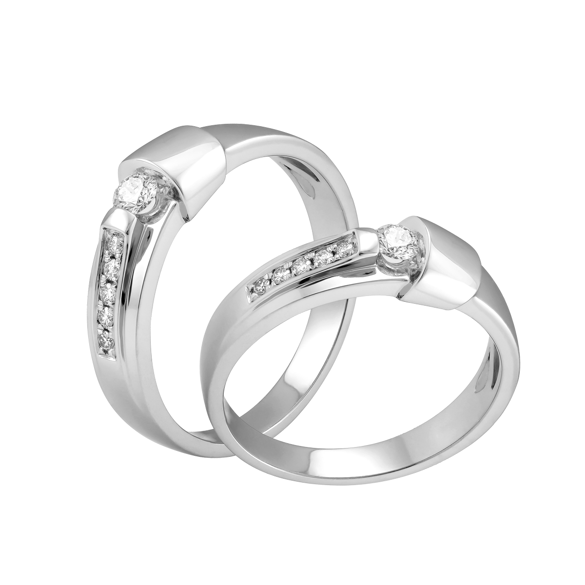 Nhẫn cưới nữ kim cương vàng 18K Safeness 10p F