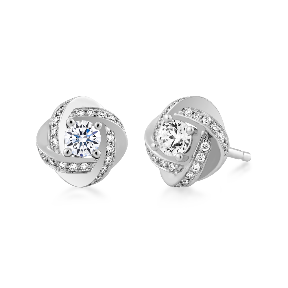 Hoa tai kim cương tấm vàng 14K Hasmin S 2C