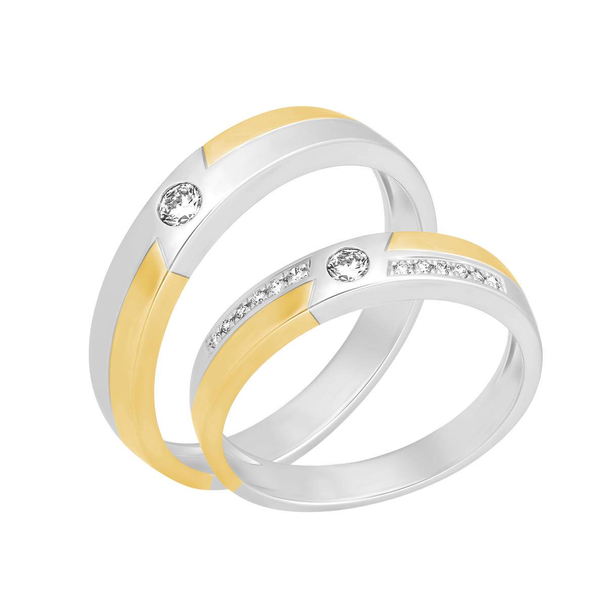 Nhẫn cưới nam kim cương vàng 14K Everly 5p M