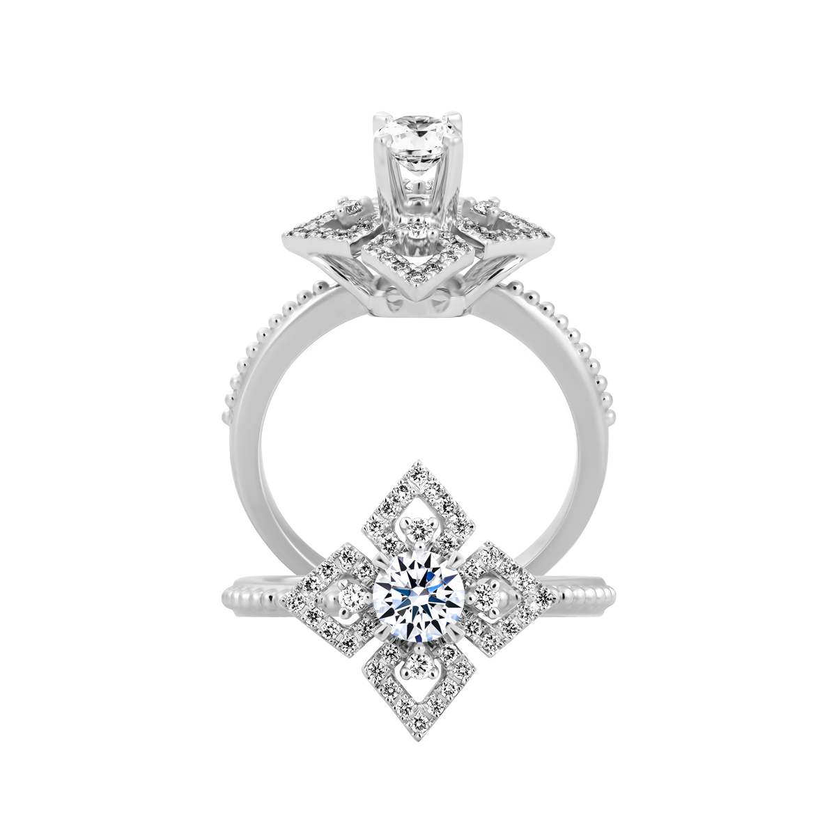 Nhẫn nữ kim cương 8 Hearts & Arrows vàng 14K Luxurious H&A 2C