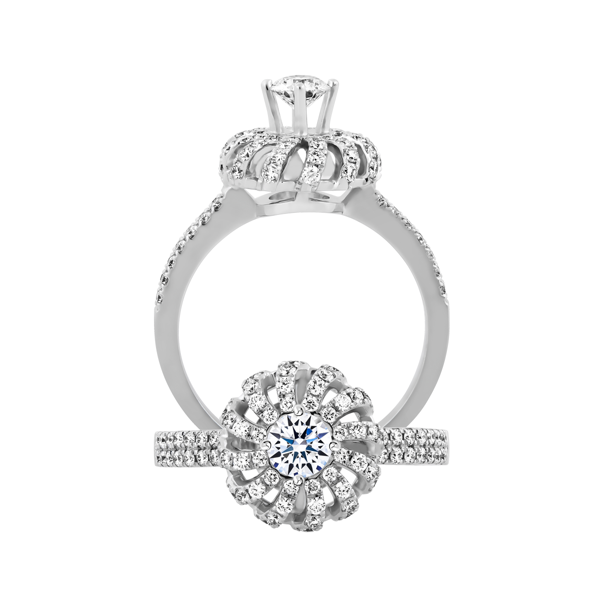 Nhẫn nữ kim cương 8 Hearts & Arrows vàng 14K Nadia N H&A 2C