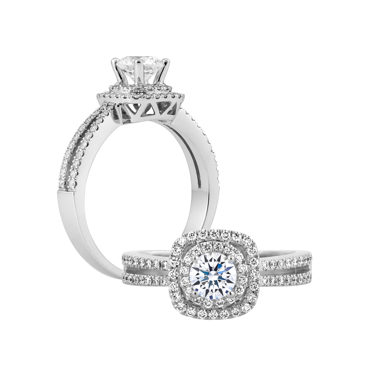 Nhẫn nữ đính đá CZ vàng 14K Basque 1CT