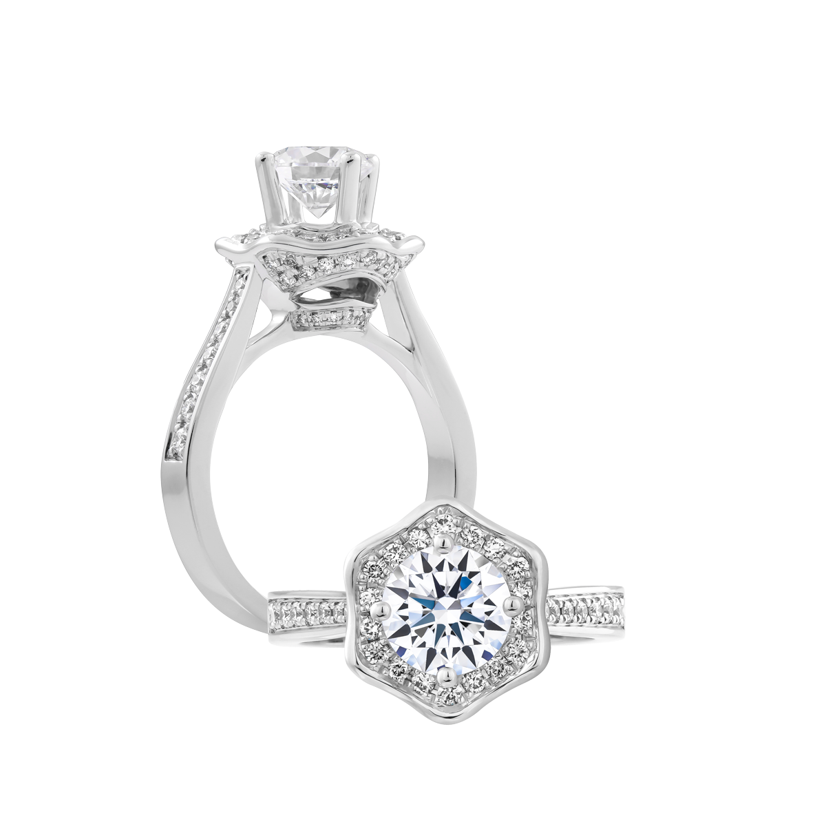 Nhẫn nữ kim cương tấm vàng 14K Homage N 3C
