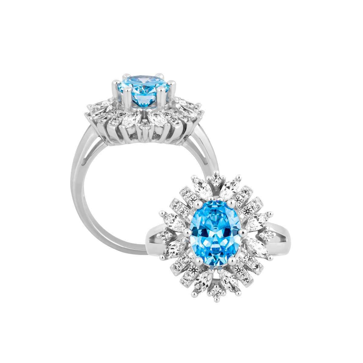 Nhẫn nữ đính đá màu Topaz vàng 14K Rabbin S.Top