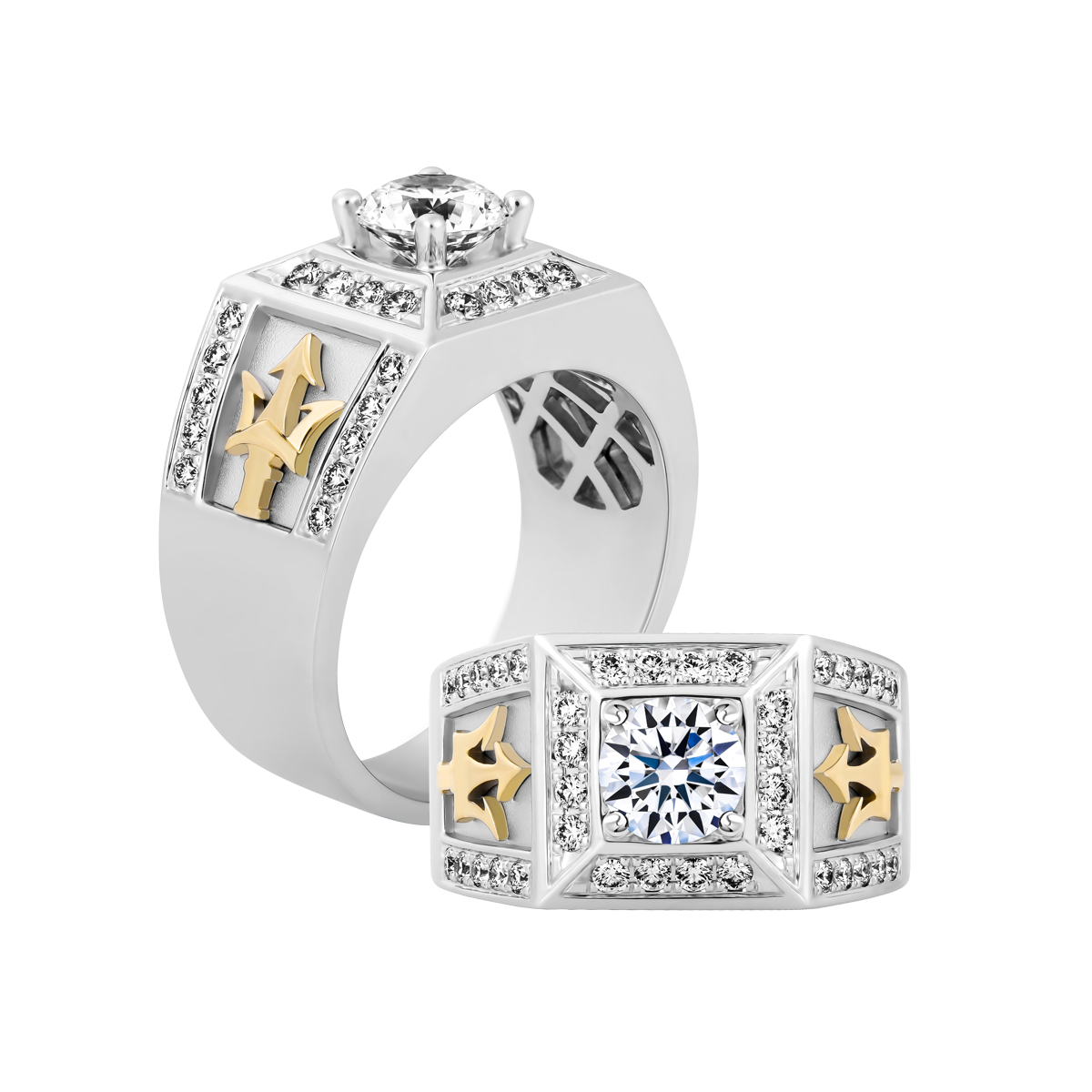 Nhẫn nam kim cương tấm vàng 14K Outlander 1CT WY