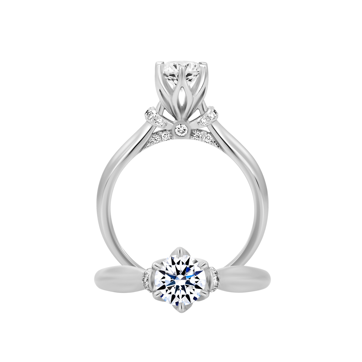 Ổ nhẫn nữ kim cương tấm vàng 14K Delights 5C