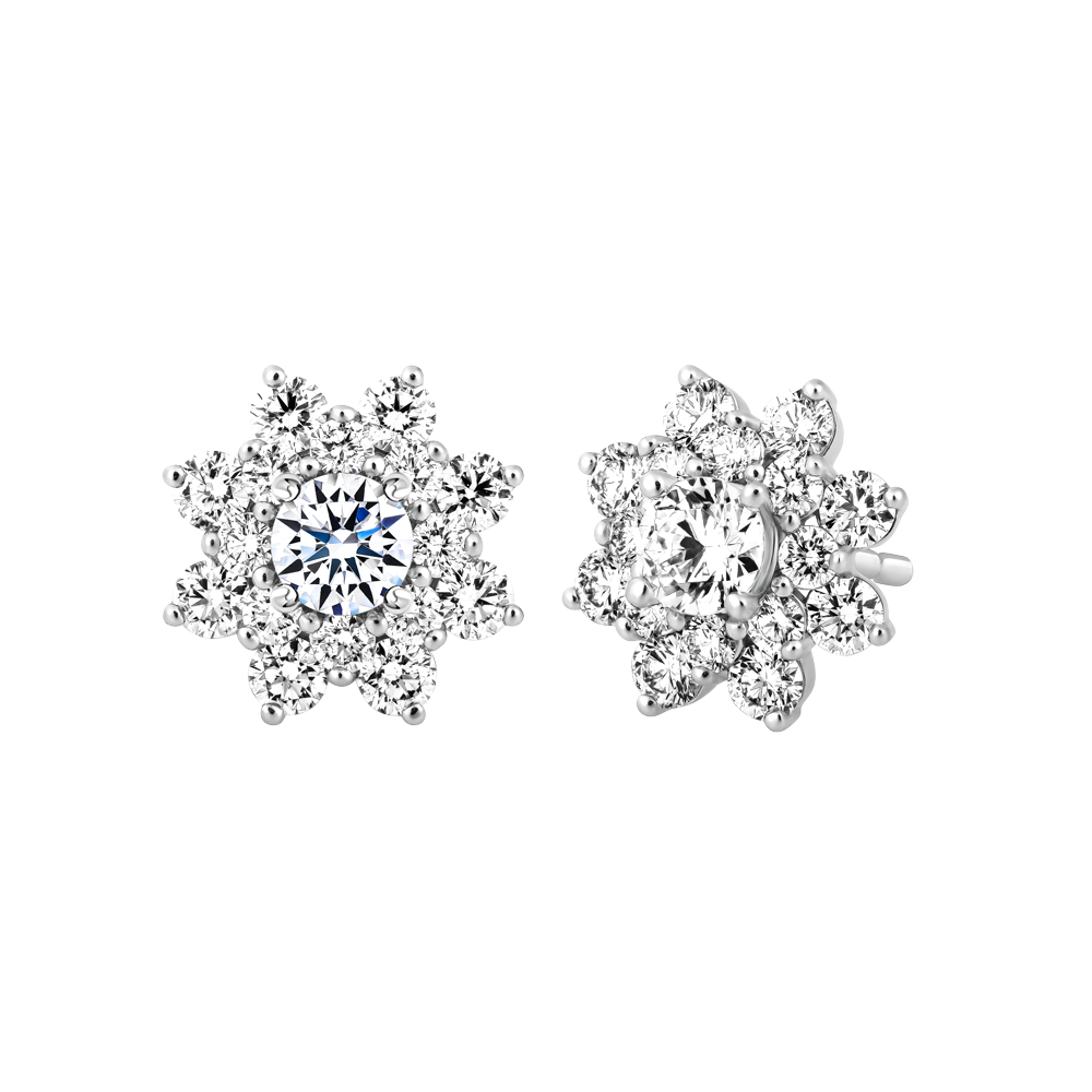 Hoa tai kim cương tấm vàng 14K Floral 2C