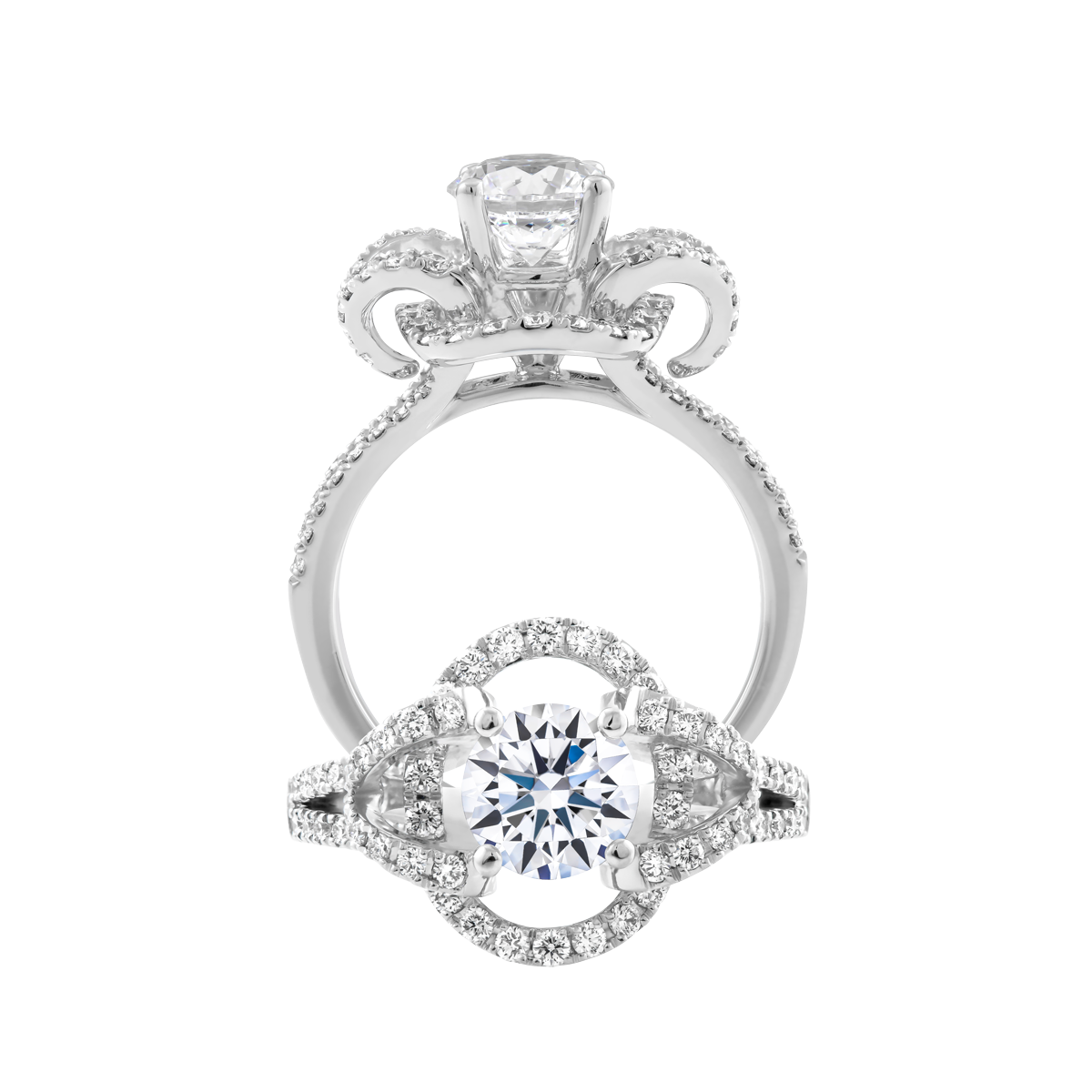 Nhẫn nữ kim cương tấm vàng 14K Ezera 1CT