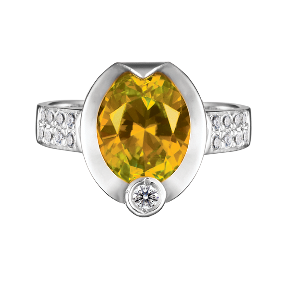 Nhẫn nữ đính đá màu Citrine vàng 14K Lusita S.Cit