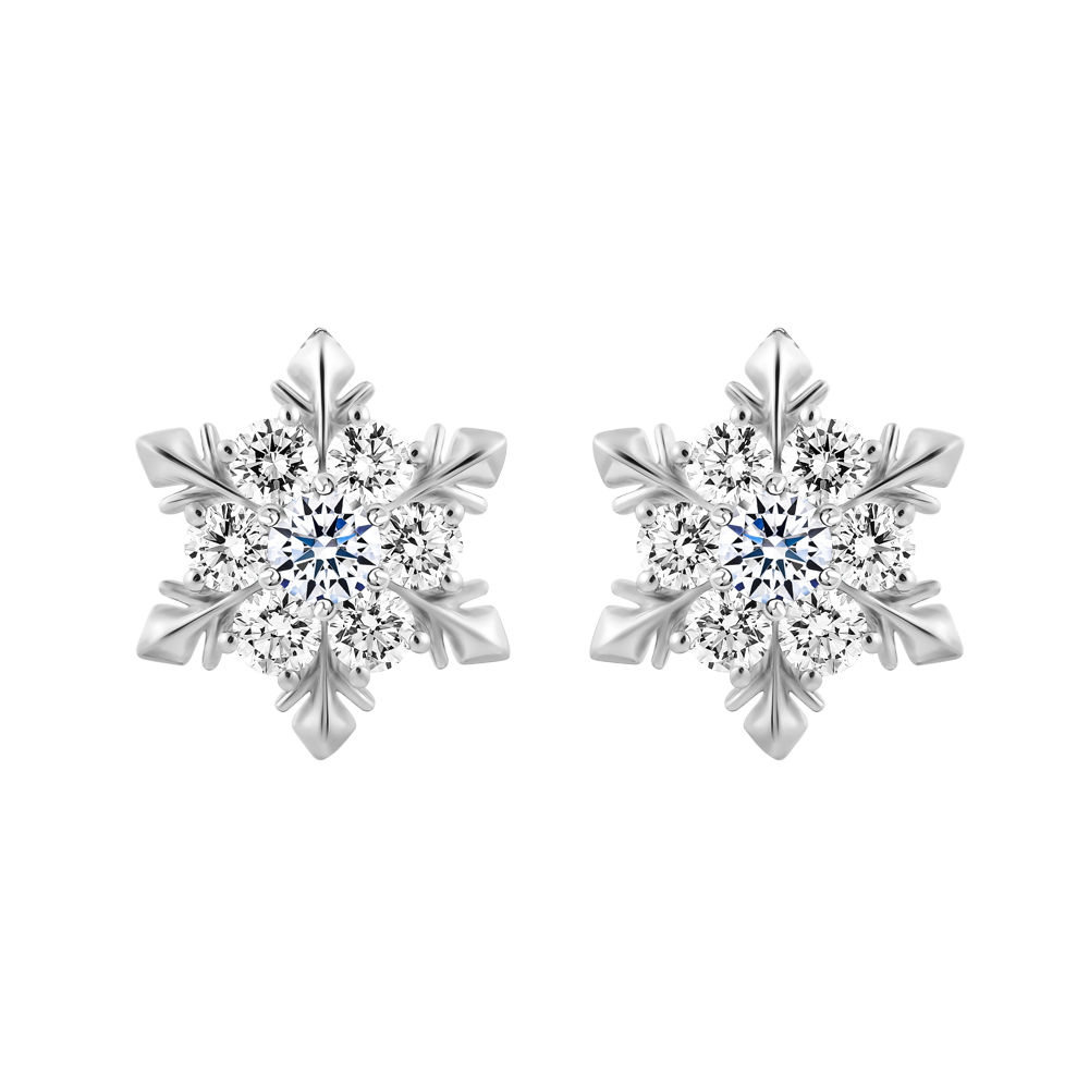 Hoa tai đính đá CZ vàng 14K Snowing 5p