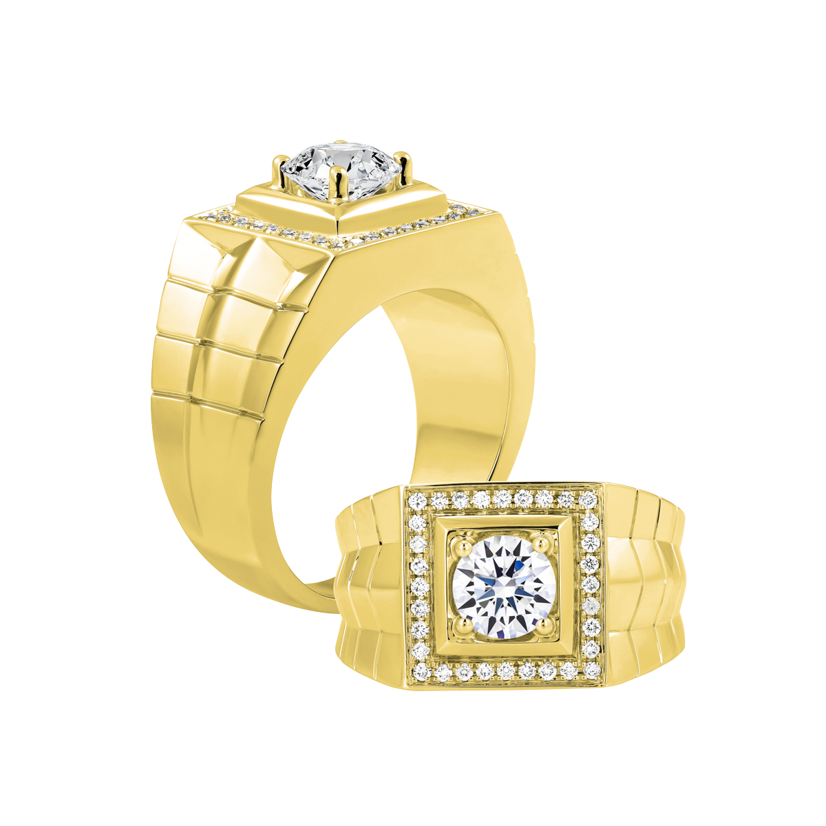 Nhẫn nam kim cương tấm vàng 14K Huracan 1CT Y