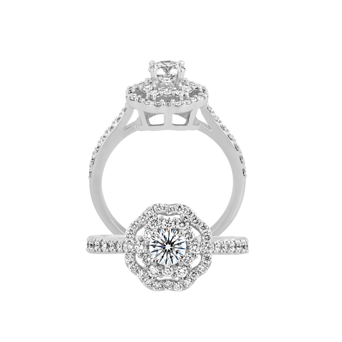 Nhẫn nữ kim cương 8 Hearts & Arrows vàng 14K Baina N H&A 3C